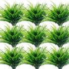 Plantas artificiais TURNMEON Fake Boston Fern, 12 pacotes Plantas artificiais TURNMEON Fake Boston Fern, 12 pacotes