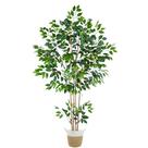 Plantas térmicas artificiais de árvore de ficus 180 cm com cesta interna e externa