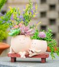 Planter RZOIKZOI Cute Head com rosto sorridente para mãe e filho Planter RZOIKZOI Cute Head com rosto sorridente para mãe e filho