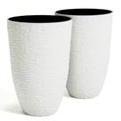 Planter Worth, pacote com 2 unidades de resina branca de 53 cm H, altura para uso externo