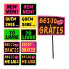 Plaquinhas Divertidas Balada Neon Beijos - 10 Unidades Plaquinhas Divertidas Balada Neon Beijos - 10 Unidades