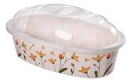 Plasútil Serve Pão Floral Compacto Com Tampa Em Plástico. Plasútil Serve Pão Floral Compacto Com Tampa Em Plástico.