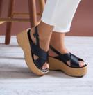 Plataforma Couro Cruzada - Preto