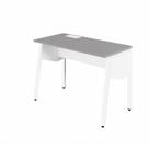 Plataforma de Trabalho Individual 120cm Industrial Tampo Chanfrado com Caixa de Tomadas Executive Cinza Sagrado E Branco