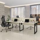 Plataforma Dupla Escrivaninha Tub Corporativa Light 4 Lugares 220cm Industrial Castanheira Natural E Preto Plataforma Dupla Escrivaninha Tub Corporativa Light 4 Lugares 220cm Industrial Castanheira Natural E Preto