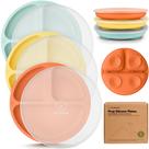 Platos de silicona para niños KeaBabies con ventosas y tapa, paquete de 3