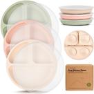 Platos para Niños Pequeños de Silicona con Succión KeaBabies Paquete de 3 con Tapas