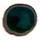 Platter Ágata Verde Com Borda Dourada