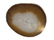 Platter De Pedra Natural Em Ágata Natural Com Borda Dourada
