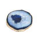 Platter Pedra Ágata Azul de 20 à 24cm Com Banho De Ouro Na Borda