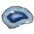 Platter Pedra Ágata Azul Grande De 25 à 30cm Com Banho De Ouro Na Borda