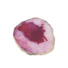 Platter Pedra Ágata Rosa Pequena De 18 à 20cm Com Banho De Ouro Na Borda Platter Pedra Ágata Rosa Pequena De 18 à 20cm Com Banho De Ouro Na Borda