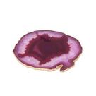 Platter Pedra Ágata Rosa Pequena De 20 à 24cm Com Banho De Ouro Na Borda