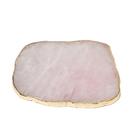 Platter Pedra Quartzo Rosa de 30 à 34cm Com Banho De Ouro Na Borda Platter Pedra Quartzo Rosa de 30 à 34cm Com Banho De Ouro Na Borda