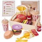 Play Food Set Smartwo Wooden Pretend Hamburger para crianças Play Food Set Smartwo Wooden Pretend Hamburger para crianças