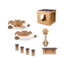 Playground Gato 9 Peças Nicho Casinha Arranhador Prateleira Rede Cama Degraus Mdf Brinquedo Diversão