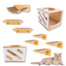 Playground Gato 9pcs Prateleiras Nichos Montado Com Rede Resistente Linhas Diagonais