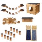 Playground Gatos 19 Peças Diversão Com Arranhador Parede Rede Pontes Degraus Playground Gatos 19 Peças Diversão Com Arranhador Parede Rede Pontes Degraus