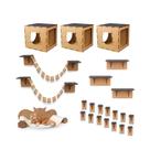 Playground Gatos 23 peças Prateleiras Circuito Escada Gato Mdf Nicho Arranhador Cama Ponte Pet