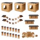 Playground Gatos 23pçs Kit Completo Brinquedo Prateleiras Nichos Rede Escadinha Circuito com Carpete
