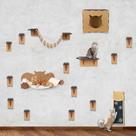 Playground Gatos Kit 18 Peças Prateleira Nicho Arranhador Parede Escadinha Circuito com Carpete