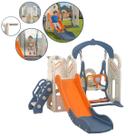Playground Infantil 4x1 Plástico Escorregador Balanço Cesta Multifuncional Brinqway Bw459