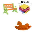 Playground Infantil Banco Plástico, Unicórnio e Tatames Inclusos