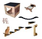 Playground para gato c/ comedouro 10 pçs cru com carpete