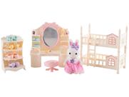 Playset Família Coelho Quarto 20 Peças