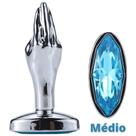 Plug Anal Aço Inox Médio com Formato de mão e Joia na Base
