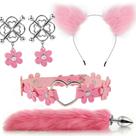 Plug Anal C/ Calda de Pelúcia Raposa, Tiara Orelha de Pelúcia, Par de Grampos, choker Kit 4em1 Plug Anal C/ Calda de Pelúcia Raposa, Tiara Orelha de Pelúcia, Par de Grampos, choker Kit 4em1