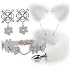 Plug Anal C/ Calda de Pelúcia Raposa, Tiara Orelha de Pelúcia, Par de Grampos, choker Kit 4em1 Plug Anal C/ Calda de Pelúcia Raposa, Tiara Orelha de Pelúcia, Par de Grampos, choker Kit 4em1