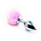 Plug Anal Coelho Pom Pom em Aço Tamanho M - Rosa
