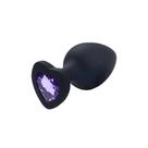 Plug Anal de Coração em Silicone Tamanho Grande cor Preto Roxo