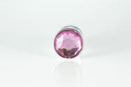 Plug Anal de Metal Cromado com Joia HARD Tamanho M Cor:Rosa