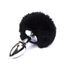 Plug Anal em Aço Pompom de Coelho Preto P
