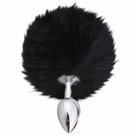 Plug anal em metal 7cm com pompom colorido