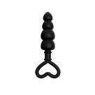Plug Anal Escalonado de Silicone com Alça Coração - 14,8 cm