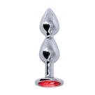 Plug Anal Escalonado em Aço 10,4cm x 3,6cm Base com Pedra Vermelho 77g
