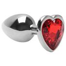 Plug Anal Grande Metal Cromado Com Coração Brilhante 9,5x4cm