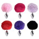 Plug anal médio aço pompom coelho