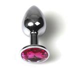 Plug Anal Médio em Metal Cromado Com Pedra Brilhante 8x3,4cm