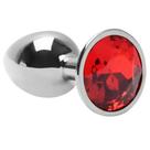 Plug Anal Para Iniciante Pequeno em Metal Cromado com Pedra Brilhante