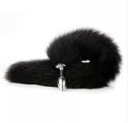Plug Anal Tamanho P em Aço Inoxidável Com Calda de Raposa de 40cm de Cumprimento Sex Shop