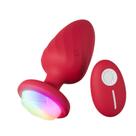 Plug anal vibratório em silicone com led e controle remoto