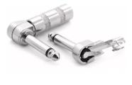 Plug Conector P10 Ponta Em L Mono Com Mola E Ranhuras
