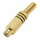 Plug Especial Jack Rca Fêmea Metálico Gold Preto Com Mola - PC / 10
