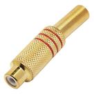 Plug especial jack rca fêmea metálico gold vermelho com mola - pc / 10