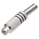 Plug Especial JACK RCA Femea Metalico Niquel Preto com Mola Plug Especial JACK RCA Femea Metalico Niquel Preto com Mola