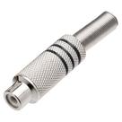 Plug Especial JACK RCA Femea Metalico Niquel Preto com Mola Plug Especial JACK RCA Femea Metalico Niquel Preto com Mola